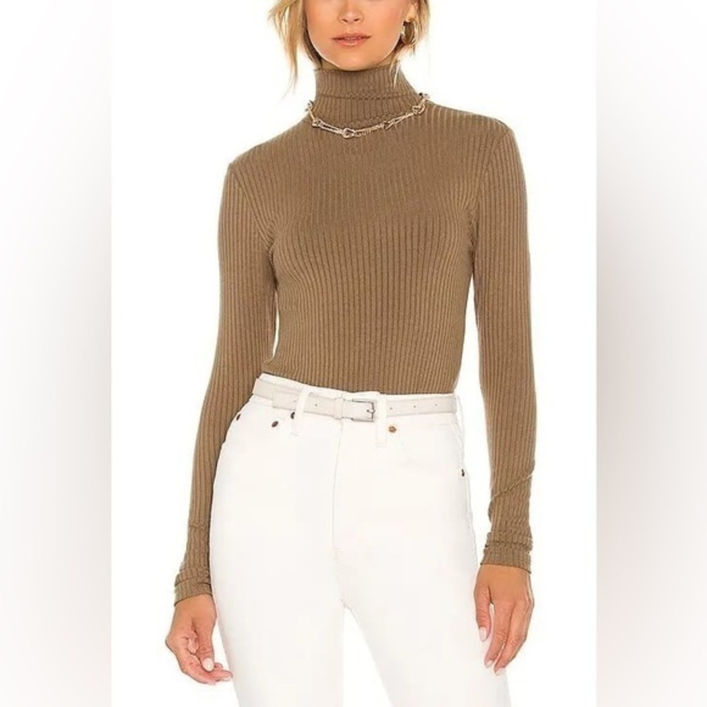 N:philanthropy Brooke taupe ribbed turtleneck bodysuit